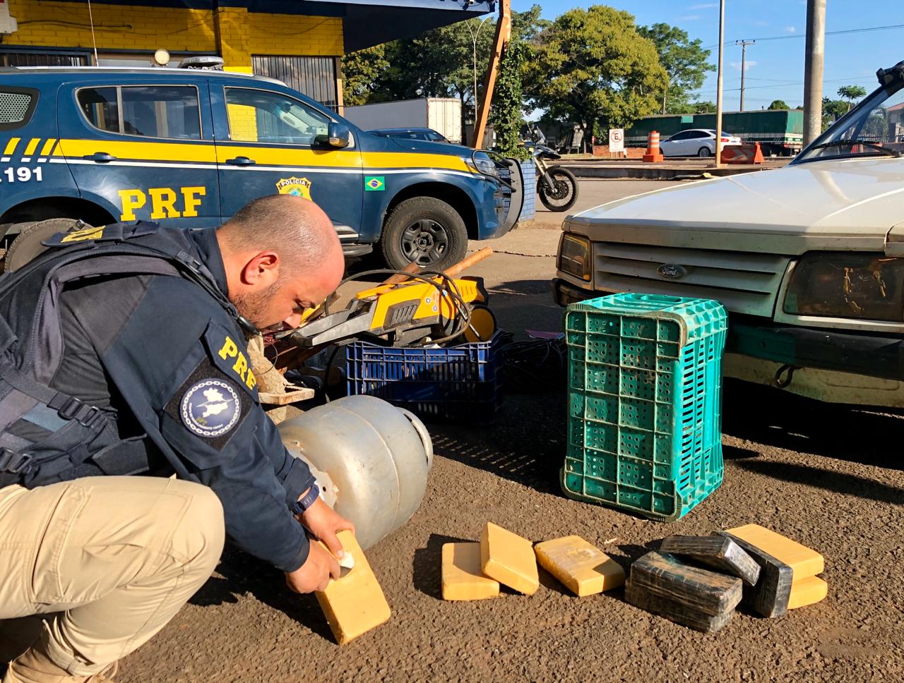 PRF apreende mais de 10 quilos de cocaína e crack escondidos em botijão de gás