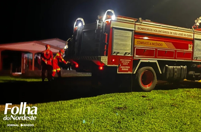 Bombeiros Voluntários controlam princípio de incêndio em residência no interior de São José do Ouro