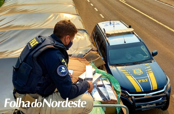 PRF prende dois contrabandistas com caminhão clonado carregado de cigarros paraguaios
