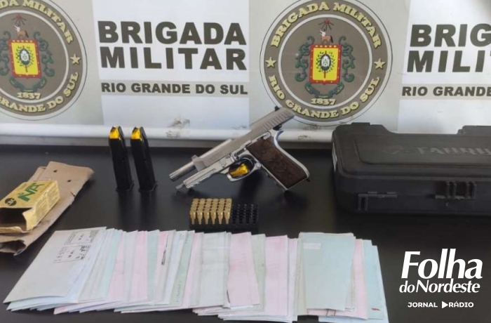 Homem é preso com pistola furtada e R$ 4 milhões em cheques no interior de Água Santa