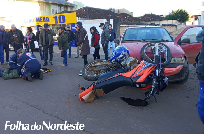 Acidente de trânsito envolveu motociclista próximo a Cantina Macari