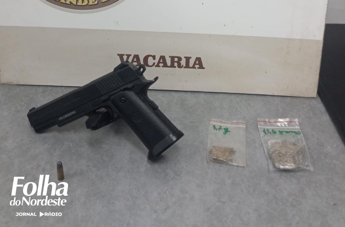 Homem é preso por posse irregular de munição e entorpecentes em Vacaria
