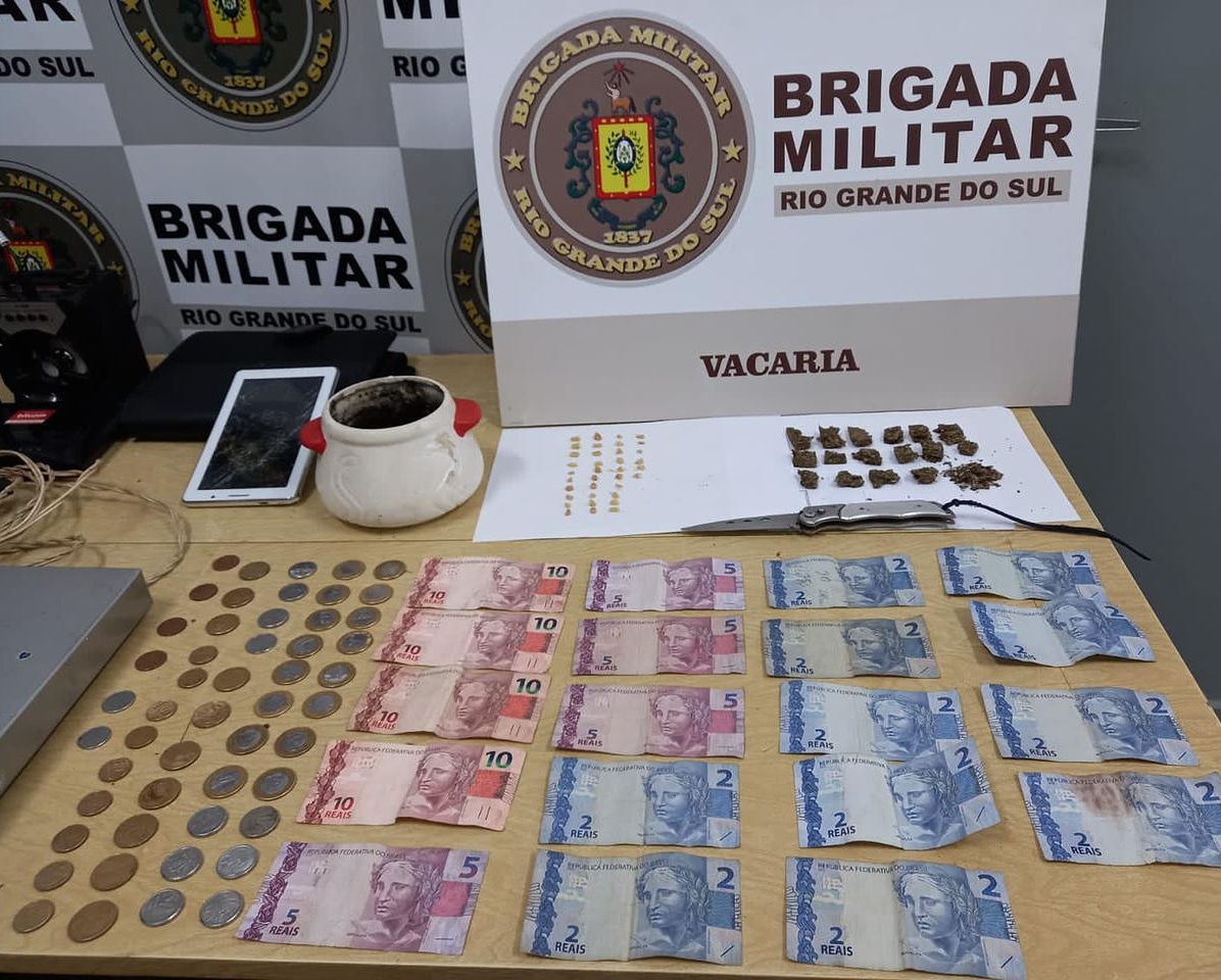 Brigada Militar prende dois indivíduos por tráfico de drogas em Vacaria