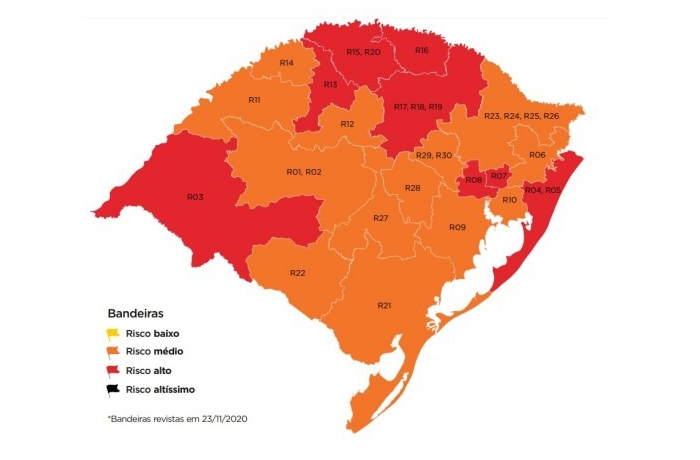 Mapa definitivo da 29ª rodada do Distanciamento Controlado traz oito regiões em vermelho
