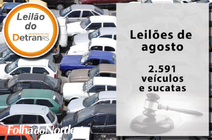 Leilões do Detran ofertam 2,5 mil veículos e sucatas em agosto