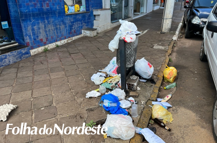 Propositalmente, lixo em área da central da cidade é retirado das lixeiras