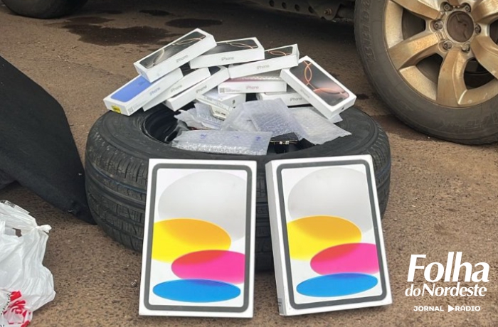 PRF apreende 19 iPhones escondidos em estepe e prende reincidente na BR-386, em Sarandi