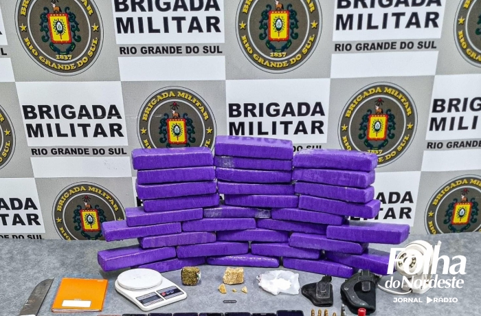 Homem de 36 anos é preso por tráfico de drogas e posse irregular de munições em Vacaria