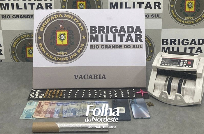 Brigada Militar prende dois homens por tráfico de drogas no bairro Kennedy, em Vacaria