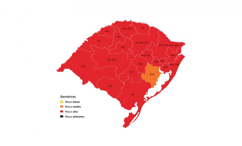 Bandeira vermelha predomina no mapa preliminar da 33ª semana do Distanciamento Controlado