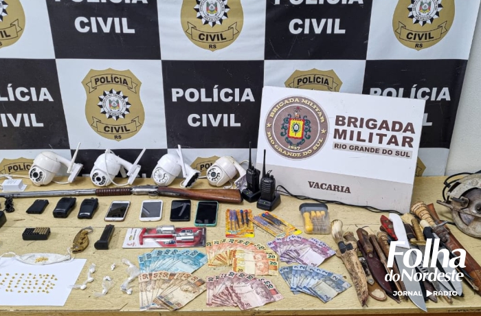 Operação conjunta em Vacaria resulta em prisão de seis pessoas e apreensão de armas e drogas