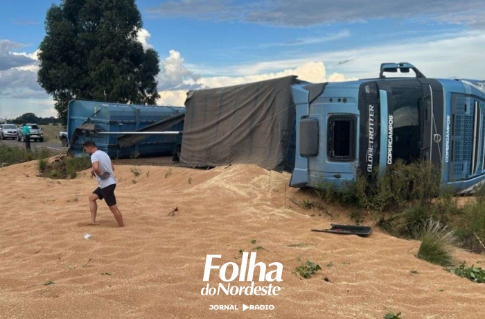 Motorista fica ferido após tombamento de carreta na ERS-461 em Capão Bonito do Sul