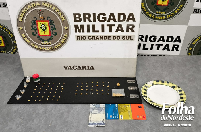 Brigada Militar prende dois homens por tráfico de drogas no Bairro Vitória, em Vacaria