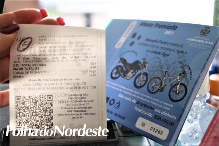 Nota Premiada de Capão Bonito do Sul sorteará uma moto no segundo semestre