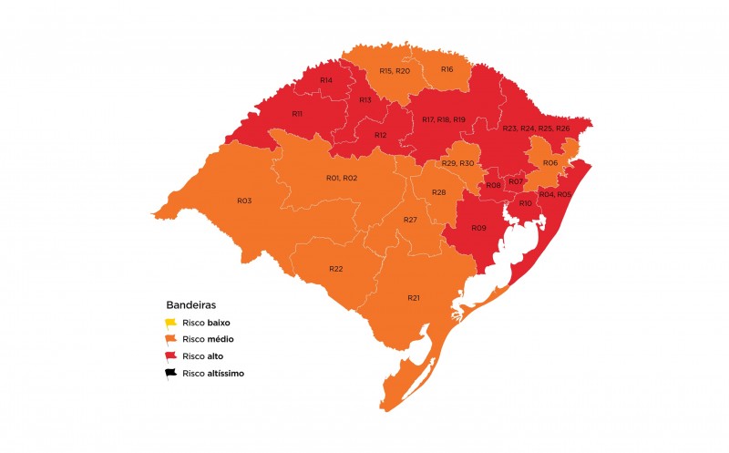 Covid-19: Região de Passo Fundo na Bandeira Vermelha