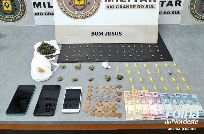 Casal é preso por tráfico de drogas em operação da Brigada Militar em Bom Jesus