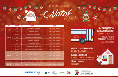 Chegada do Papai Noel acontecerá neste sábado