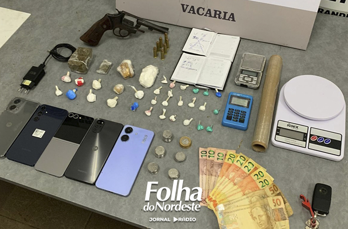 Dupla é presa com drogas, arma e materiais do tráfico durante ação policial em Vacaria