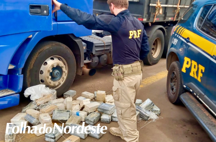 15 milhões de reais de prejuízo ao crime organizado: PRF apreende quase 130 quilos de cocaína em fundo falso na cabine de um caminhão