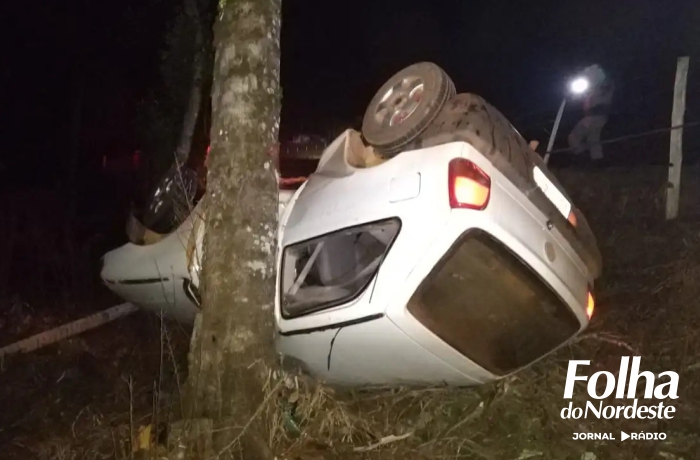 Saída de pista e capotamento na ERS 343 em São José do Ouro