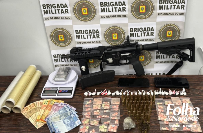 Casal é preso com fuzil, drogas e munições em Lagoa Vermelha