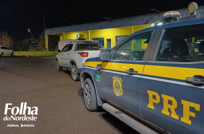 PRF recupera caminhonete roubada, prende casal e identifica placas clonadas na BR-116, em Vacaria