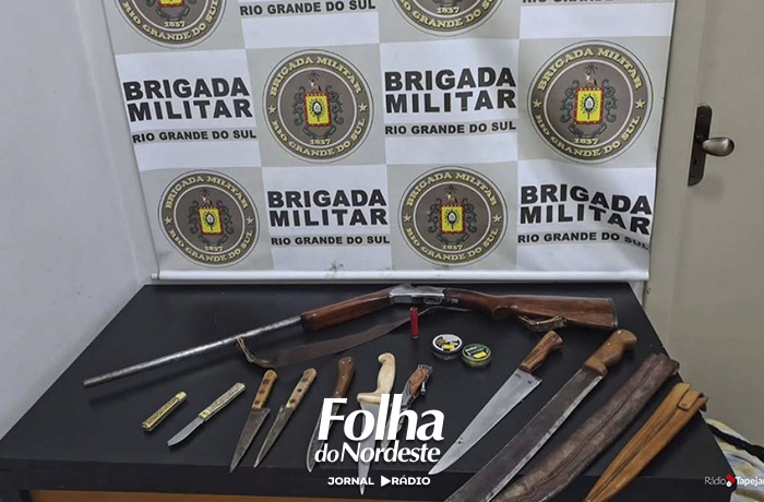 Homem é preso após ameaçar esposa com facão no interior de Tapejara
