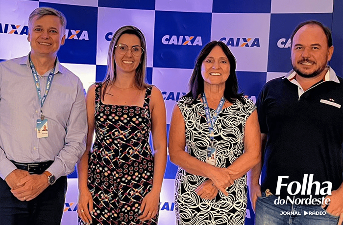 Vice-prefeito Alessandro Muliterno e Sanni Pedrotti participam de evento da Caixa Econômica Federal em Passo Fundo