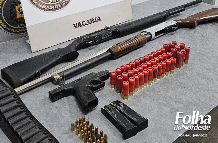Homem é preso por porte ilegal de arma de fogo no centro de Vacaria