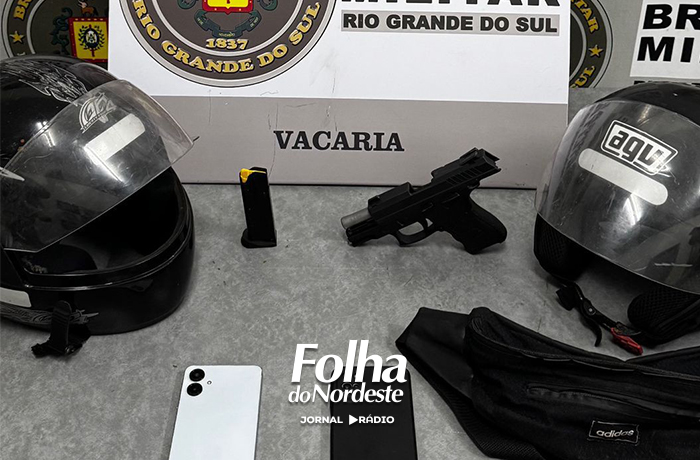 Brigada Militar prende dois suspeitos e apreende arma após ocorrência de tentativa de homicídio em Vacaria