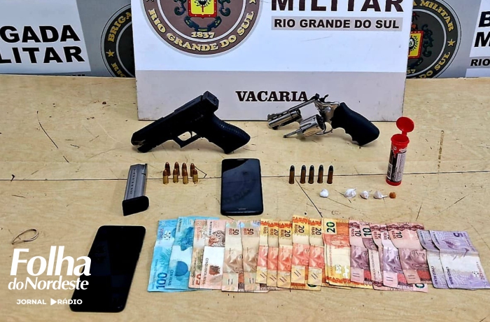 Brigada Militar prende homem armado com drogas em táxi em Vacaria