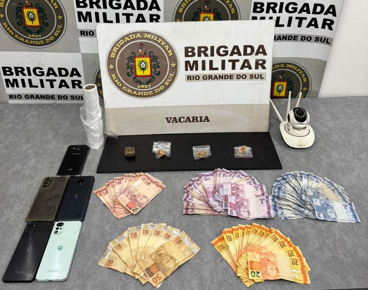 Brigada Militar prende três homens e apreende menor por tráfico de drogas em Vacaria