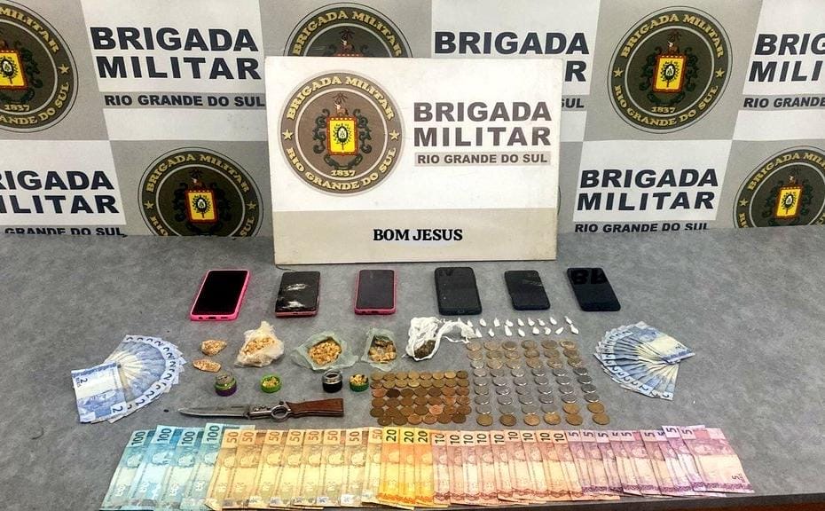 Brigada Militar prende trio por tráfico de drogas e associação ao tráfico em Bom Jesus