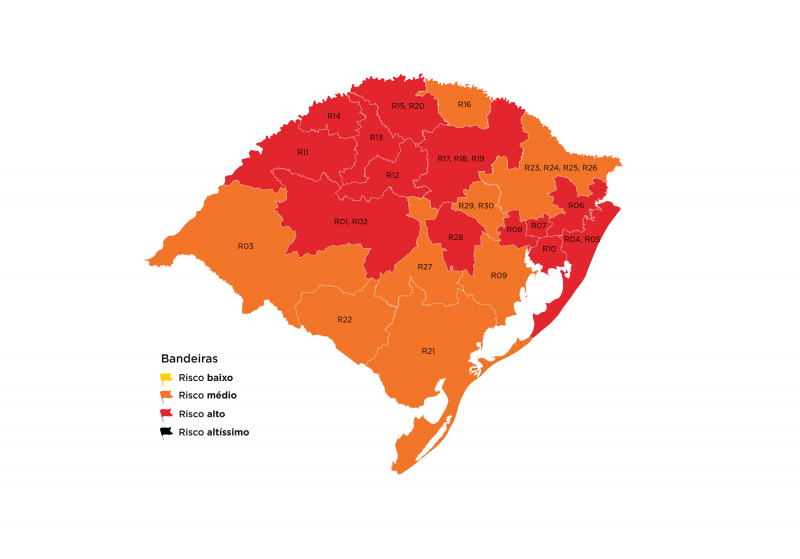 Mapa preliminar da 40ª rodada: Região de Passo Fundo continua na Bandeira Vermelha