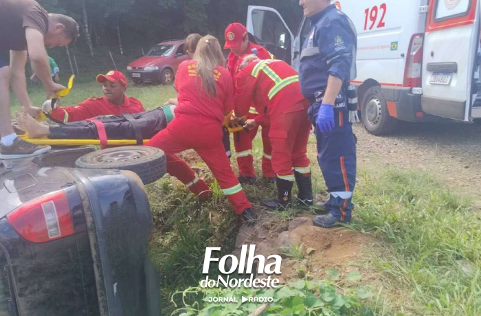 Motorista fica ferido após capotamento na ERS-126 em Sananduva