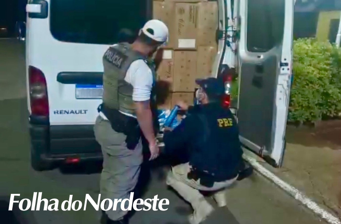 Caseiros: PRF e BM prendem contrabandista com van carregada de cigarros paraguaios