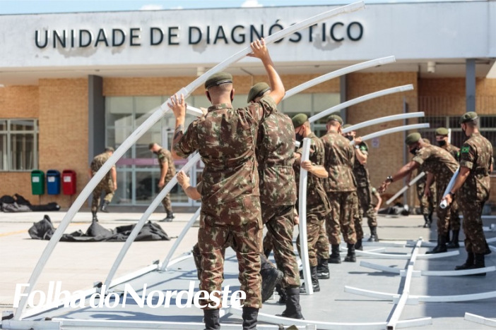 Hospital de campanha montado pelo Exército na capital terá leitos de UTI para pacientes Covid