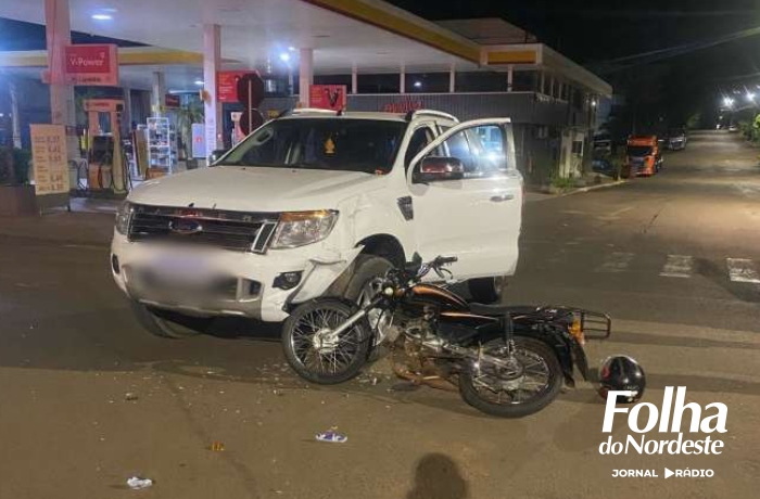 Motociclista fica ferido em acidente no centro de Tapejara