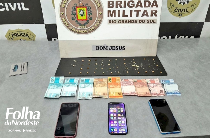 Brigada Militar prende três homens e apreende menor por tráfico de drogas em Bom Jesus