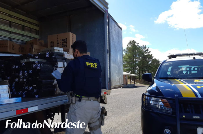 PRF prende criminoso transportando mais de meia tonelada de maconha escondida em carga de cigarros contrabandeados