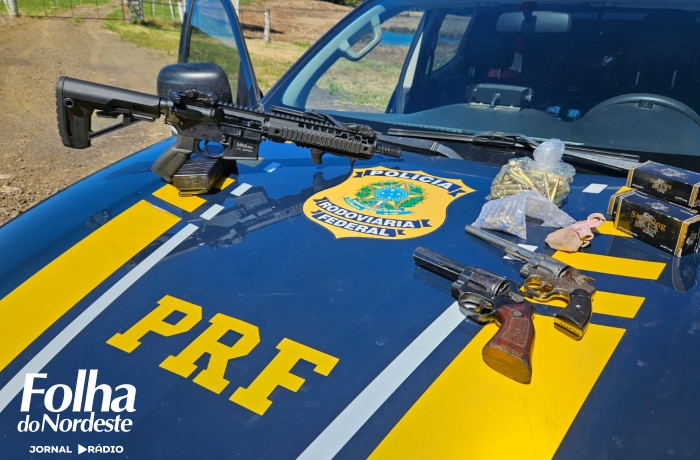 PRF prende criminoso transportando fuzil, revólveres e munições na BR 285